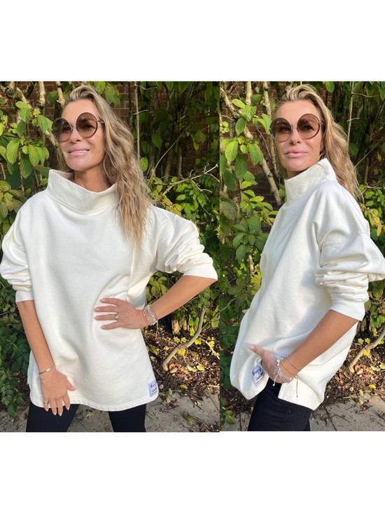 Sloppy Joe Tops - Women's Cream Mock Neck Long Sleeve Top by